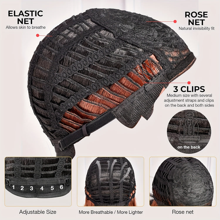 Short Bob Wigs With Bangs - 10 Inch Black Mix Brown Straight Hair Daily Costume Wig For Women, Soft Light Synthetic Hair Replacement Wigs Heat Resistant - Lena & Miles Exquisite Boutique LLC.