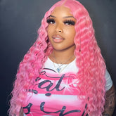 Synthetic 13*4 Lace Front Wigs Synthetic Long Wavy Hair Lace Front Wigs For Women Pastel Lace Front Wigs Deep Wave Curly Lace Wig For Women - Lena & Miles Exquisite Boutique LLC.