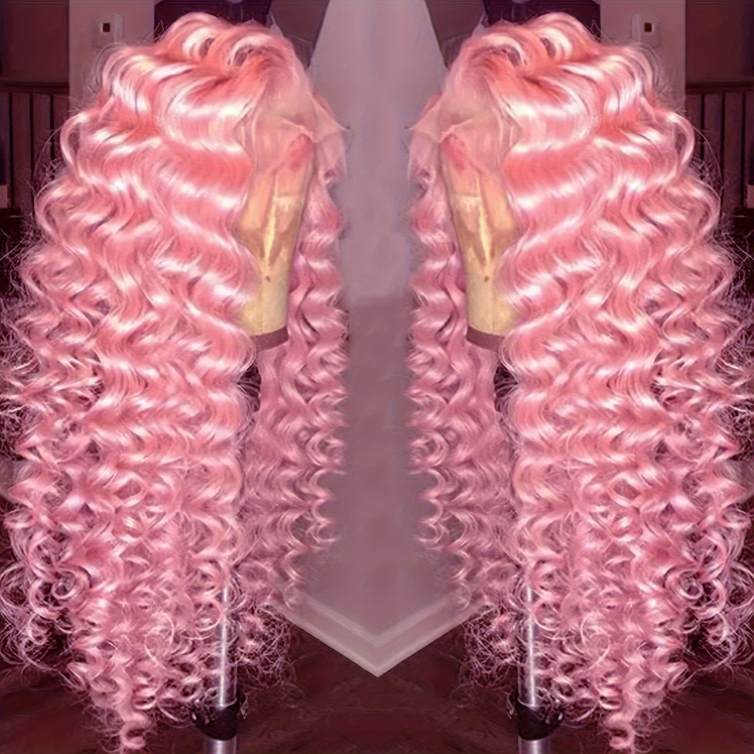 Synthetic 13*4 Lace Front Wigs Synthetic Long Wavy Hair Lace Front Wigs For Women Pastel Lace Front Wigs Deep Wave Curly Lace Wig For Women - Lena & Miles Exquisite Boutique LLC.