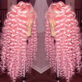 Synthetic 13*4 Lace Front Wigs Synthetic Long Wavy Hair Lace Front Wigs For Women Pastel Lace Front Wigs Deep Wave Curly Lace Wig For Women - Lena & Miles Exquisite Boutique LLC.