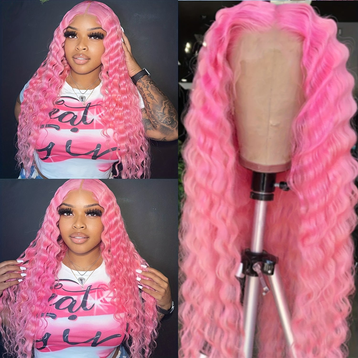 Synthetic 13*4 Lace Front Wigs Synthetic Long Wavy Hair Lace Front Wigs For Women Pastel Lace Front Wigs Deep Wave Curly Lace Wig For Women - Lena & Miles Exquisite Boutique LLC.