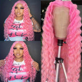 Synthetic 13*4 Lace Front Wigs Synthetic Long Wavy Hair Lace Front Wigs For Women Pastel Lace Front Wigs Deep Wave Curly Lace Wig For Women - Lena & Miles Exquisite Boutique LLC.