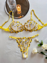 Romantic Floral Embroidery Lingerie Set - Delicate Mesh Unlined Bra & Sheer Thong - Womens Seductive, Comfortable Underwear for Intimate Glamour - Perfect Gift Choice - Lena & Miles Exquisite Boutique LLC.