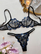 Romantic Floral Embroidery Lingerie Set - Delicate Mesh Unlined Bra & Sheer Thong - Womens Seductive, Comfortable Underwear for Intimate Glamour - Perfect Gift Choice - Lena & Miles Exquisite Boutique LLC.