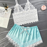 Romantic Scallop Lace Lingerie Set - Seductive Translucent V-Neck Bra & Luxurious Shorts - Feminine Intimate Wear for Women - Comfortable, Sexy & Chic - Lena & Miles Exquisite Boutique LLC.