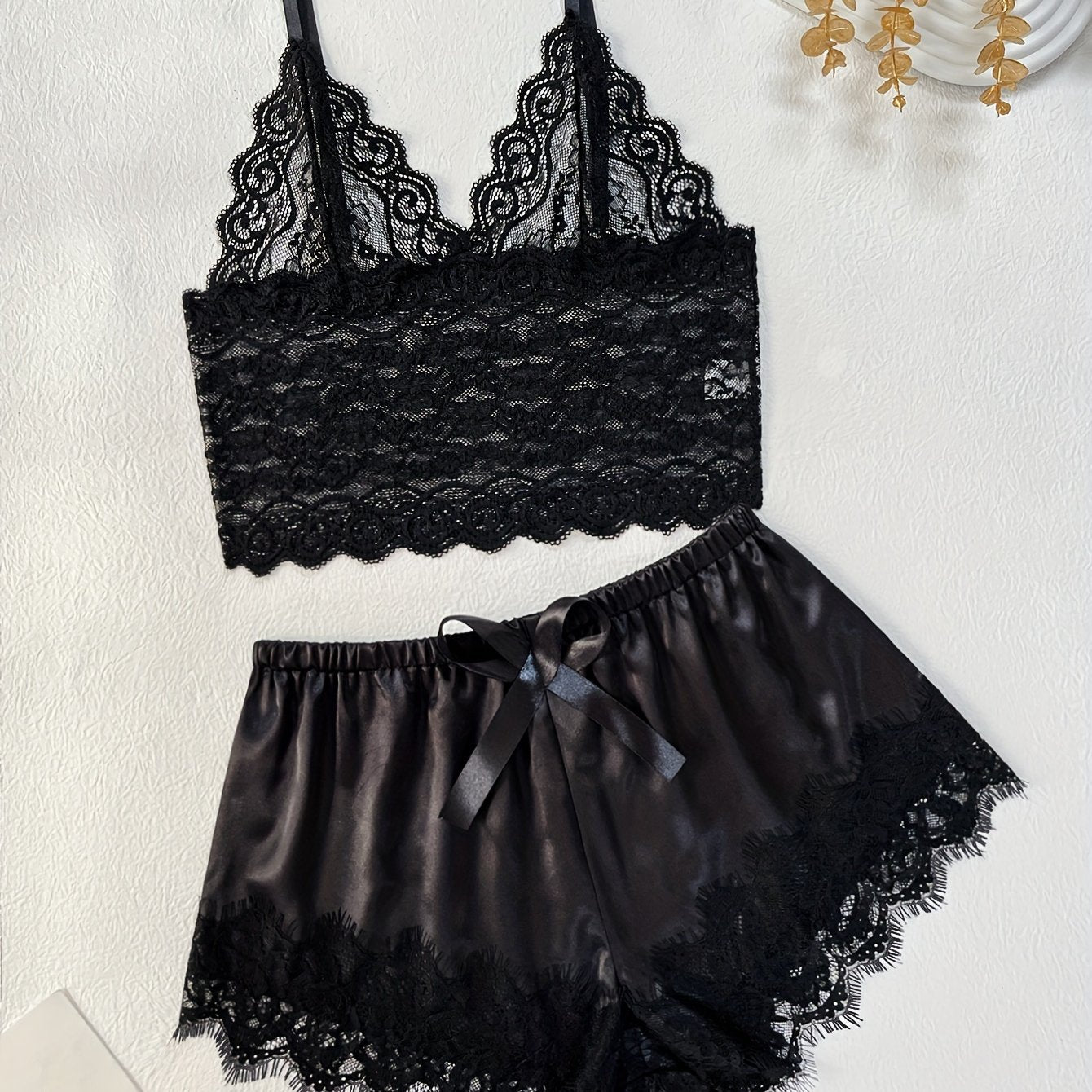 Romantic Scallop Lace Lingerie Set - Seductive Translucent V-Neck Bra & Luxurious Shorts - Feminine Intimate Wear for Women - Comfortable, Sexy & Chic - Lena & Miles Exquisite Boutique LLC.