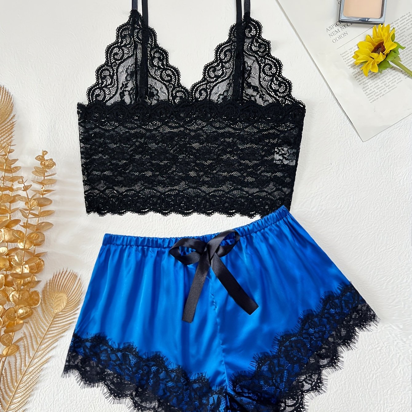 Romantic Scallop Lace Lingerie Set - Seductive Translucent V-Neck Bra & Luxurious Shorts - Feminine Intimate Wear for Women - Comfortable, Sexy & Chic - Lena & Miles Exquisite Boutique LLC.