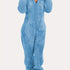 Fuzzy Hooded Pajama Jumpsuit For Music Festival, Comfy & Cute Long Sleeve Zipper Pajamas, Women&