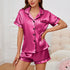 Luxurious Satin Pajama for Women Sleepwear Summer Short Sleeve Tops with Button-Up Lapel Collar & Shorts Pyjama Femme Lounge Set - Lena & Miles Exquisite Boutique LLC.