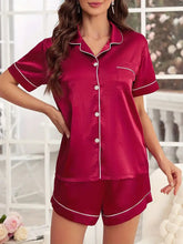 Luxurious Satin Pajama for Women Sleepwear Summer Short Sleeve Tops with Button-Up Lapel Collar & Shorts Pyjama Femme Lounge Set - Lena & Miles Exquisite Boutique LLC.