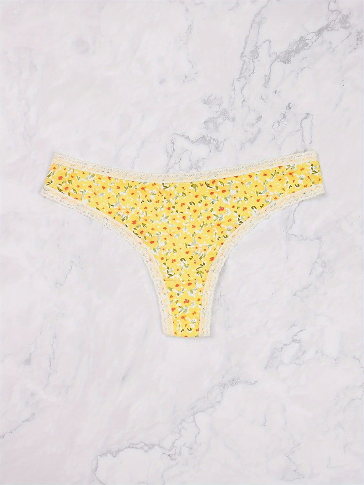 Morvia 5-Piece Lace-trimmed Heart Thongs - Chic, Comfortable Women&