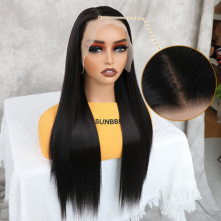 Synthetic 13x6 Lace Front Wigs 180 Density HD Lace Frontal Wigs For Women Long Straight Wigs Straight Hair Heat Resistant Fiber Hair Synthetic Lace Front Wigs 28inch - Lena & Miles Exquisite Boutique LLC.