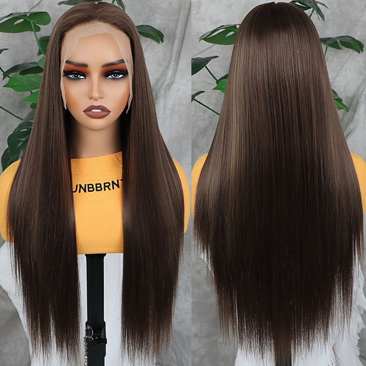 Synthetic 13x6 Lace Front Wigs 180 Density HD Lace Frontal Wigs For Women Long Straight Wigs Straight Hair Heat Resistant Fiber Hair Synthetic Lace Front Wigs 28inch - Lena & Miles Exquisite Boutique LLC.