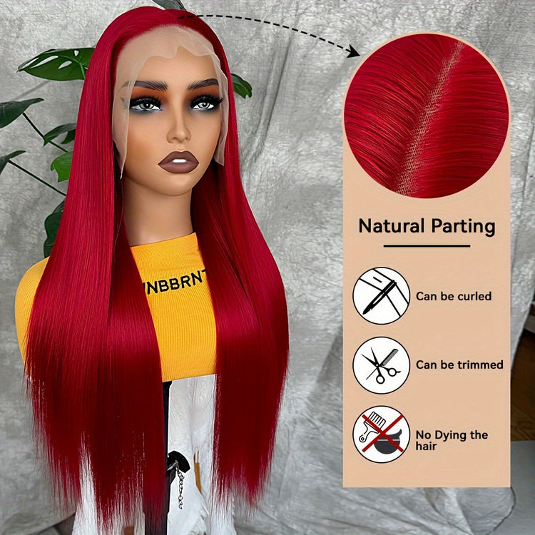 Synthetic 13x6 Lace Front Wigs 180 Density HD Lace Frontal Wigs For Women Long Straight Wigs Straight Hair Heat Resistant Fiber Hair Synthetic Lace Front Wigs 28inch - Lena & Miles Exquisite Boutique LLC.