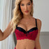 Contrast Lace Push Up Bra, Comfy & Elegant Colorblock Bow Tie Bra, Women&