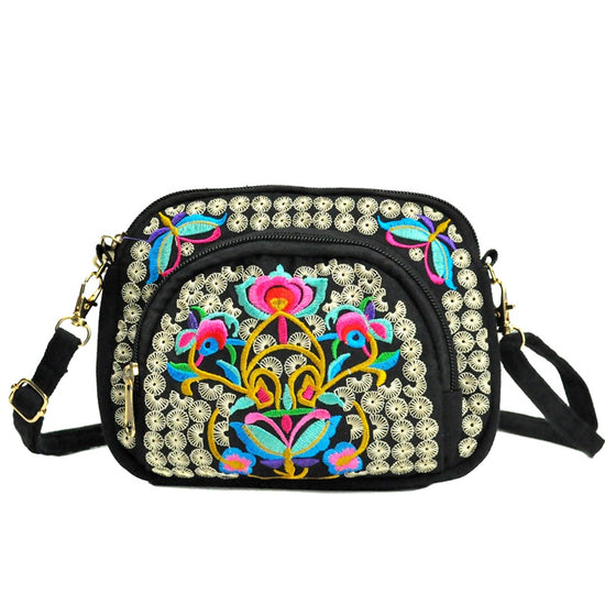 Stylish Double-Sided Embroidered Canvas Coin Purse Phone Bag for Women - Spacious Interior, Zipper Closure, and Detachable Strap - Ideal for Daily Use and Travel - Lena & Miles Exquisite Boutique LLC.