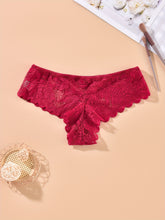 Floral Lace Thongs, Soft & Comfy Scallop Trim Panties, Women&