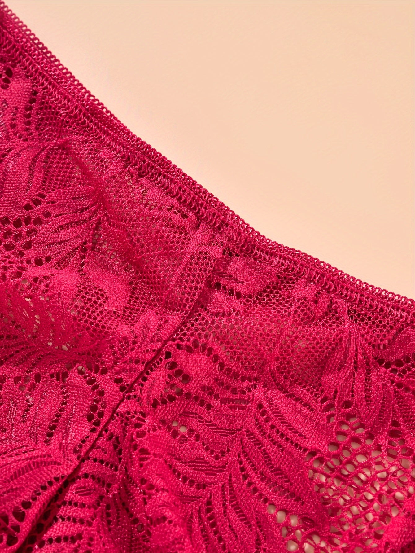 Floral Lace Thongs, Soft & Comfy Scallop Trim Panties, Women&