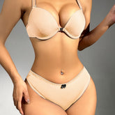 Intimate Lace Lingerie Set - Seductive Plunge Bra with Front Buckle & Scallop Trim Panties - Intricate Detailing for Womens Underwear - Lena & Miles Exquisite Boutique LLC.