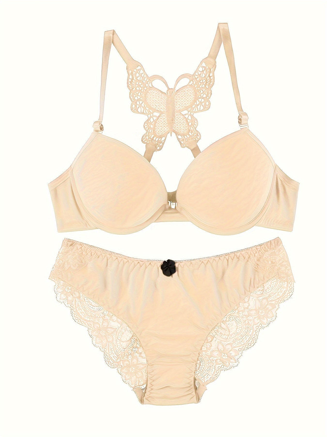 Intimate Lace Lingerie Set - Seductive Plunge Bra with Front Buckle & Scallop Trim Panties - Intricate Detailing for Womens Underwear - Lena & Miles Exquisite Boutique LLC.