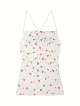 Sultry Floral Print Slip Dress, Criss Cross Back Sleeveless Babydoll, Women&