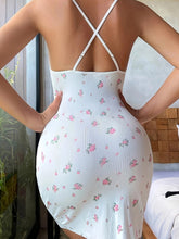 Sultry Floral Print Slip Dress, Criss Cross Back Sleeveless Babydoll, Women&