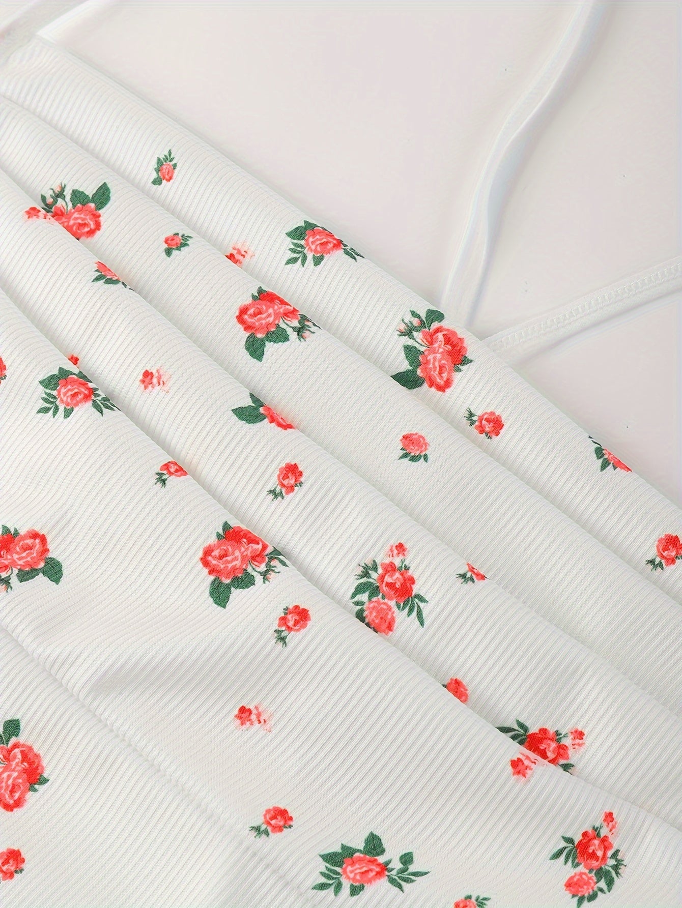 Sultry Floral Print Slip Dress, Criss Cross Back Sleeveless Babydoll, Women&