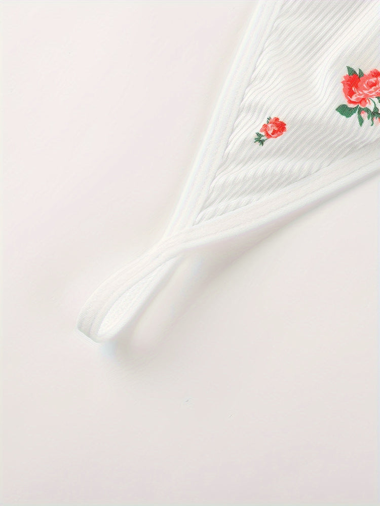 Sultry Floral Print Slip Dress, Criss Cross Back Sleeveless Babydoll, Women&