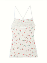 Sultry Floral Print Slip Dress, Criss Cross Back Sleeveless Babydoll, Women&