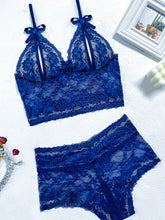 Sexy Floral Lace Lingerie Set With Hollow Bra And Open Crotch Panties For Women - Lena & Miles Exquisite Boutique LLC.