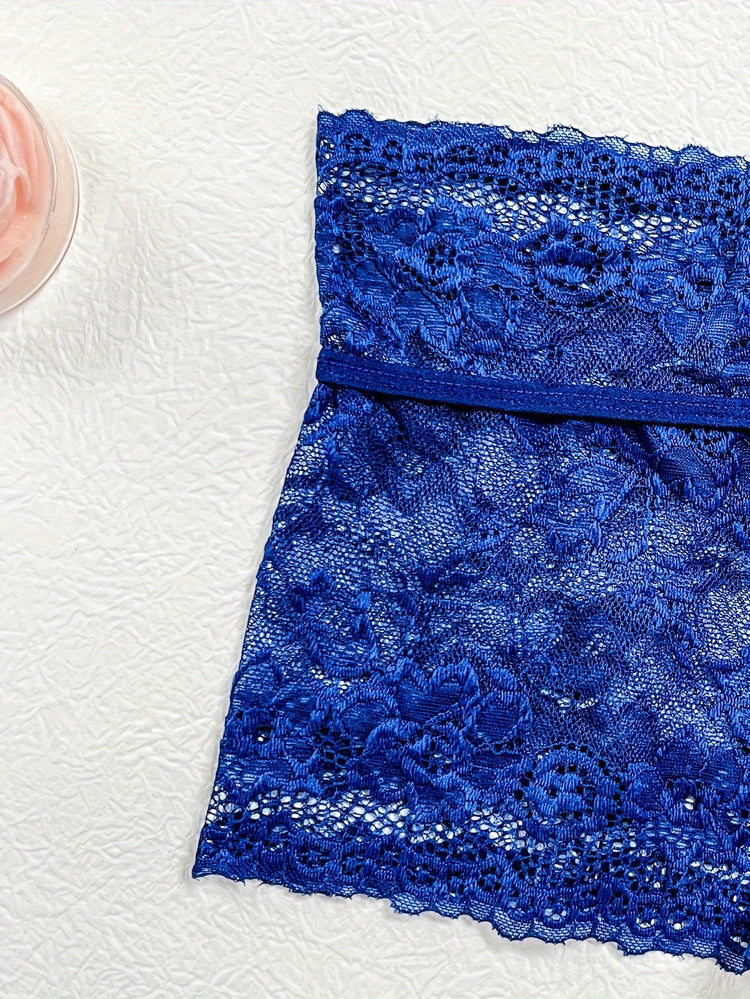 Sexy Floral Lace Lingerie Set With Hollow Bra And Open Crotch Panties For Women - Lena & Miles Exquisite Boutique LLC.