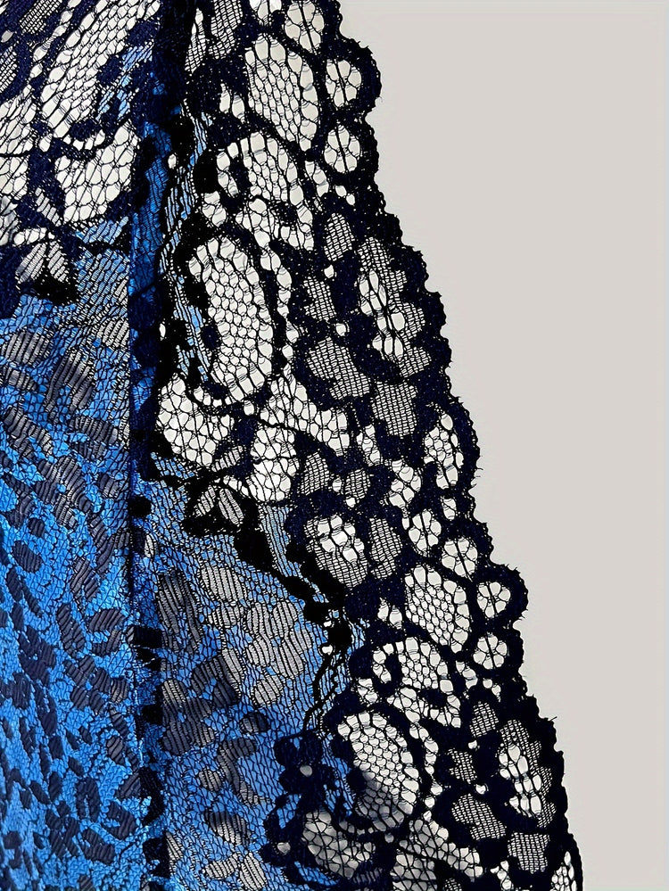 Floral Lace Teddy Bodysuit - Semi-Sheer, Deep V Backless, Open Crotch, Sexy Lingerie for Women - Elegant, Adult, Underwear, Halter Neck Design - Lena & Miles Exquisite Boutique LLC.