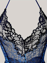 Floral Lace Teddy Bodysuit - Semi-Sheer, Deep V Backless, Open Crotch, Sexy Lingerie for Women - Elegant, Adult, Underwear, Halter Neck Design - Lena & Miles Exquisite Boutique LLC.