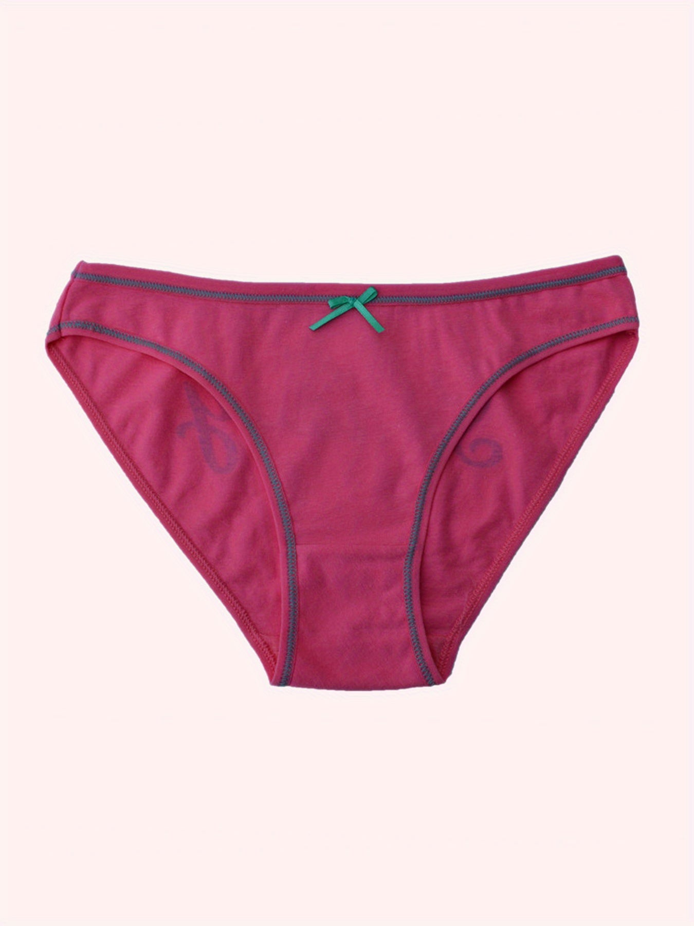 7 Pcs Letter Pint Bow Tie Briefs, Comfy & Breathable Mid-Rise Intimates Panties, Women&