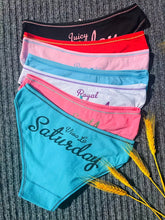 7 Pcs Letter Pint Bow Tie Briefs, Comfy & Breathable Mid-Rise Intimates Panties, Women&