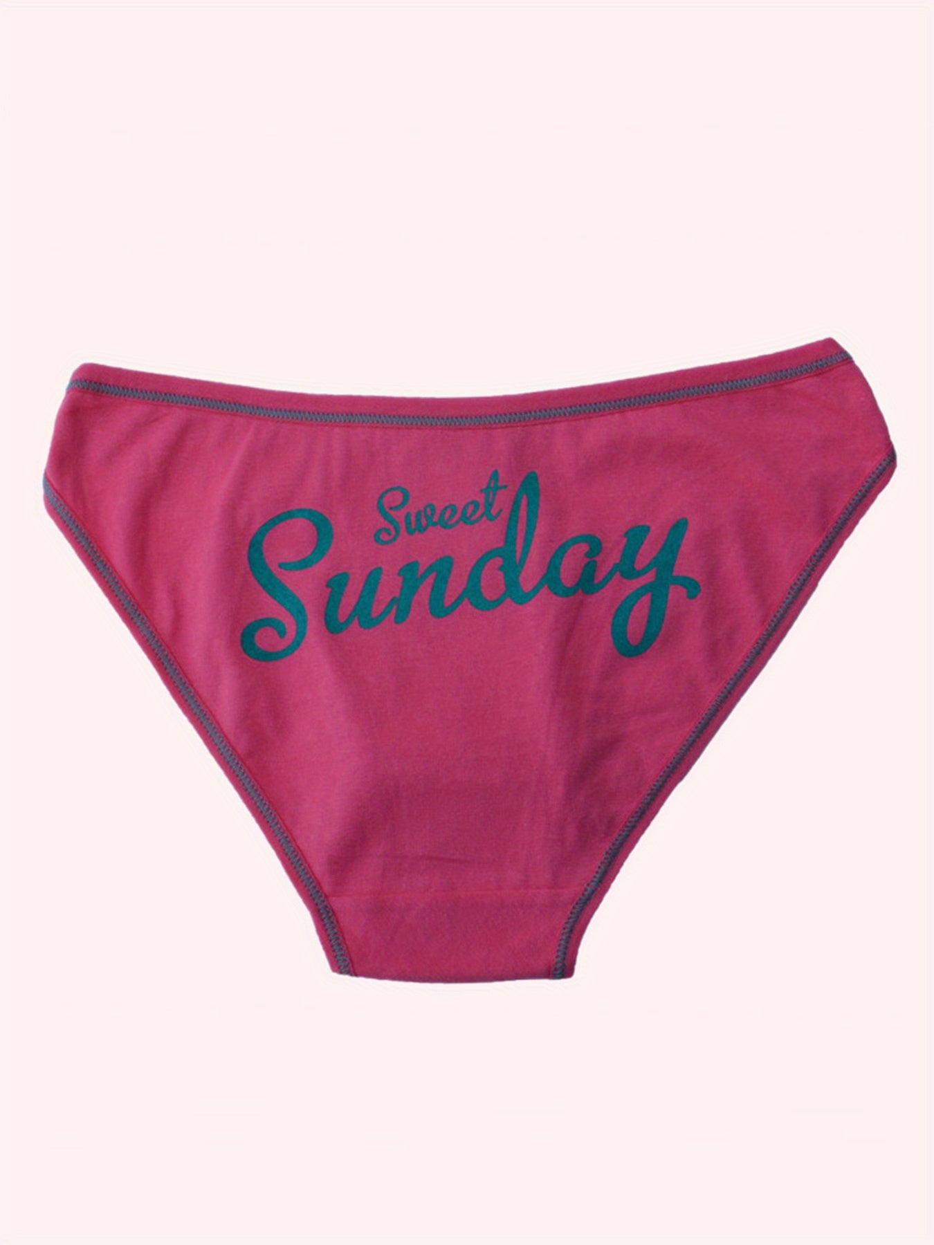 7 Pcs Letter Pint Bow Tie Briefs, Comfy & Breathable Mid-Rise Intimates Panties, Women&