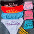 7 Pcs Letter Pint Bow Tie Briefs, Comfy & Breathable Mid-Rise Intimates Panties, Women&