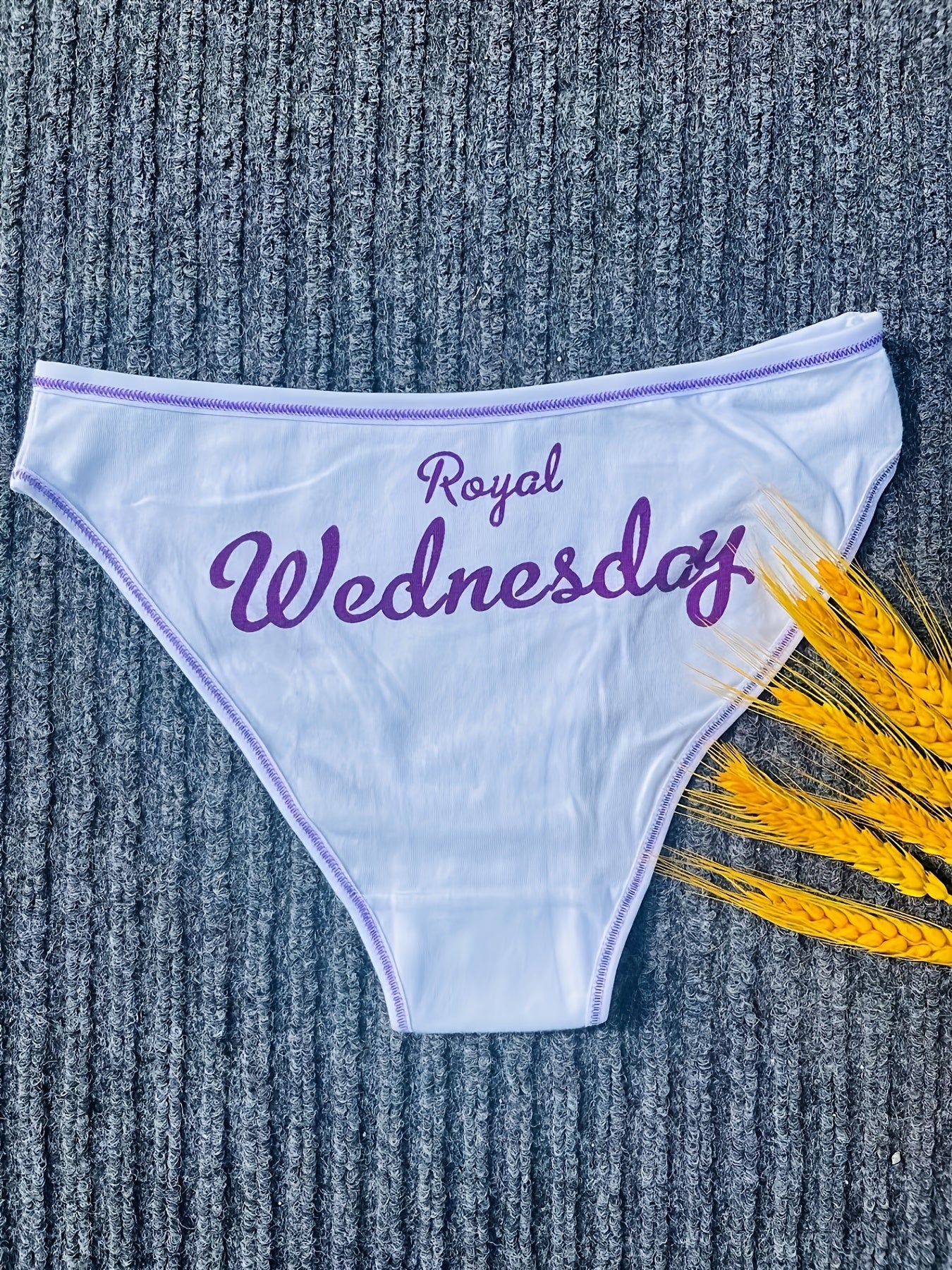 7 Pcs Letter Pint Bow Tie Briefs, Comfy & Breathable Mid-Rise Intimates Panties, Women&