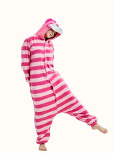 Vibrant Cartoon Cat Pajama Jumpsuit - Soft Long Sleeve Hooded Design, Button-Front Closure, Cozy Lingerie & Sleepwear for Women - Cute Music Festival Inspired, Relaxation-Focused Fashion - Lena & Miles Exquisite Boutique LLC.