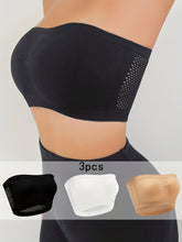 3pcs Strapless Bandeau Bras, Comfy & Soft Stretch Everyday Bra, Women&