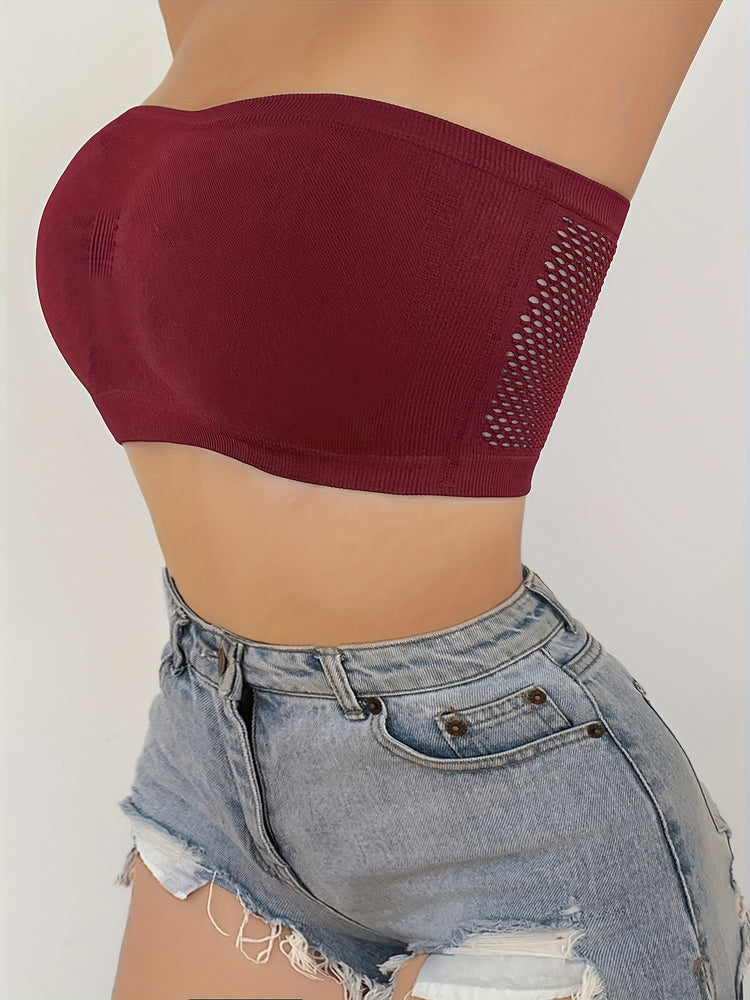 3pcs Strapless Bandeau Bras, Comfy & Soft Stretch Everyday Bra, Women&