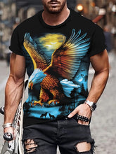 Stylish Eagle Print T-Shirt for Men - Casual Short Sleeve Crew Neck Tee for Outdoor Activities - Comfortable Men&