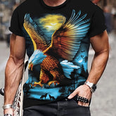 Stylish Eagle Print T-Shirt for Men - Casual Short Sleeve Crew Neck Tee for Outdoor Activities - Comfortable Men&
