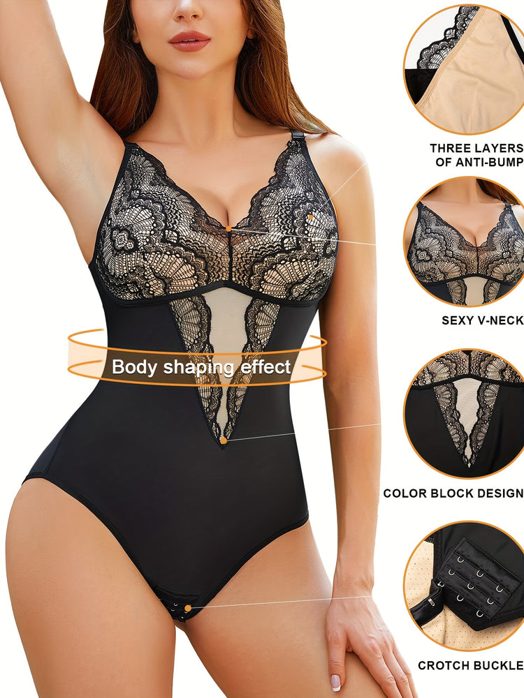 Wanfisto Lace Shapewear Bodysuit Tummy - Lena & Miles Exquisite Boutique LLC.