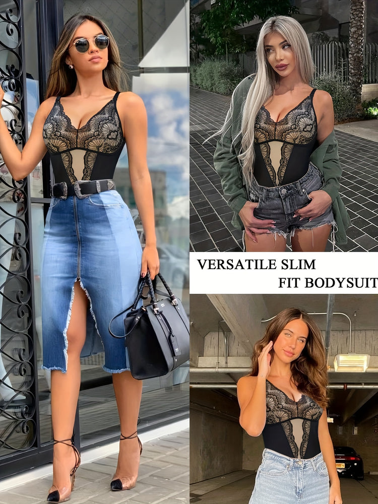 Wanfisto Lace Shapewear Bodysuit Tummy - Lena & Miles Exquisite Boutique LLC.