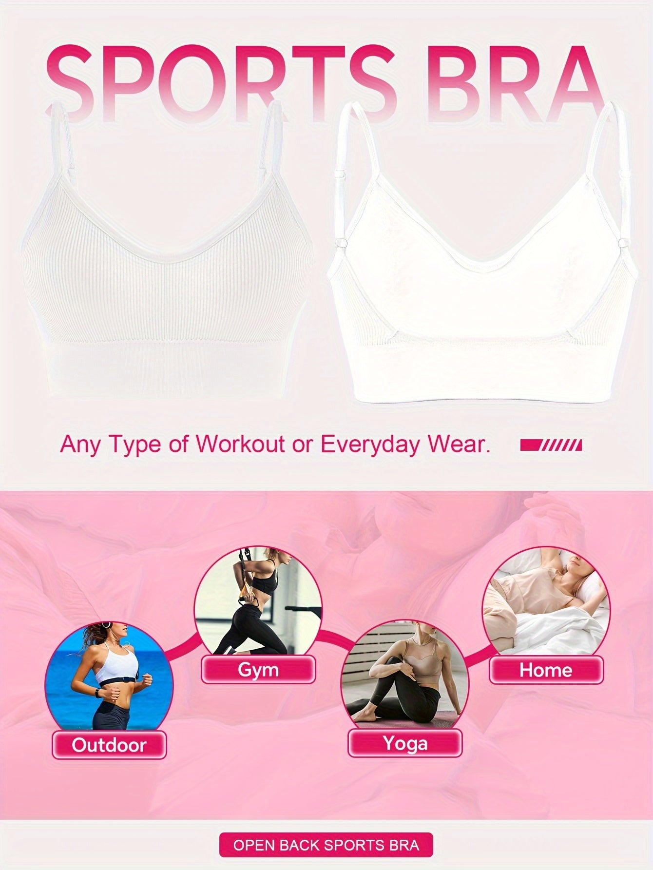 ComfyFit Solid Ribbed Sports Bra - Sports Bras for Women, Breathable Workout Fitness Intimates, Lingerie and Underwear with Superior Comfort and Support - Lena & Miles Exquisite Boutique LLC.