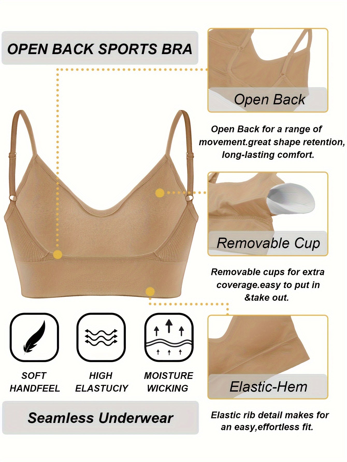 ComfyFit Solid Ribbed Sports Bra - Sports Bras for Women, Breathable Workout Fitness Intimates, Lingerie and Underwear with Superior Comfort and Support - Lena & Miles Exquisite Boutique LLC.
