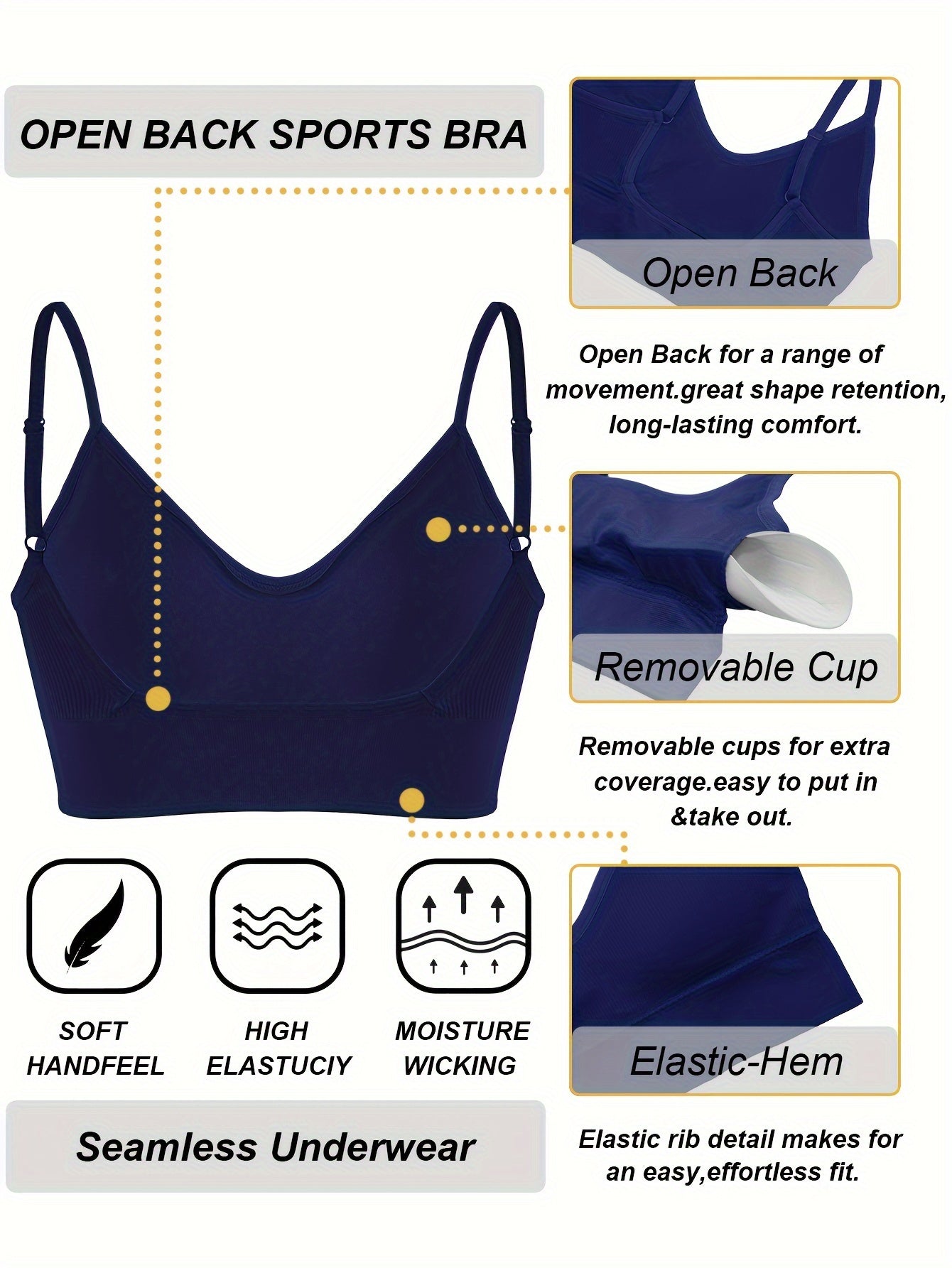 ComfyFit Solid Ribbed Sports Bra - Sports Bras for Women, Breathable Workout Fitness Intimates, Lingerie and Underwear with Superior Comfort and Support - Lena & Miles Exquisite Boutique LLC.