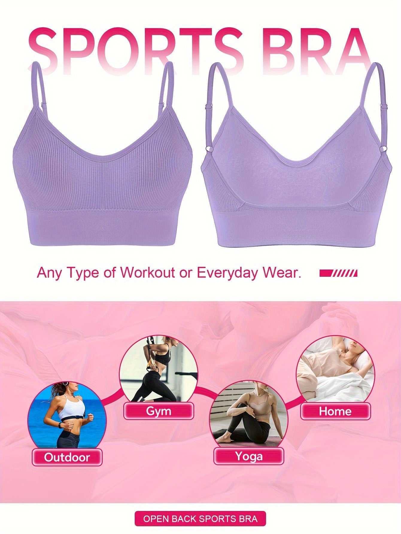 ComfyFit Solid Ribbed Sports Bra - Sports Bras for Women, Breathable Workout Fitness Intimates, Lingerie and Underwear with Superior Comfort and Support - Lena & Miles Exquisite Boutique LLC.