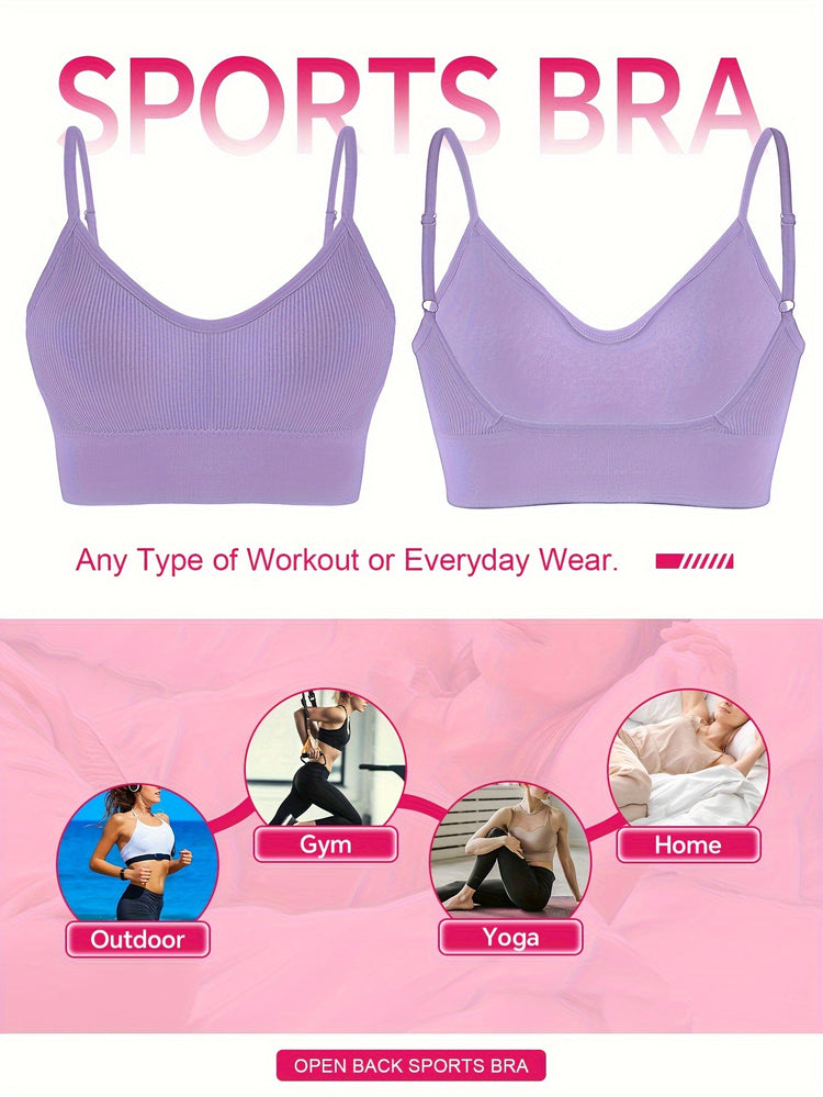 ComfyFit Solid Ribbed Sports Bra - Sports Bras for Women, Breathable Workout Fitness Intimates, Lingerie and Underwear with Superior Comfort and Support - Lena & Miles Exquisite Boutique LLC.